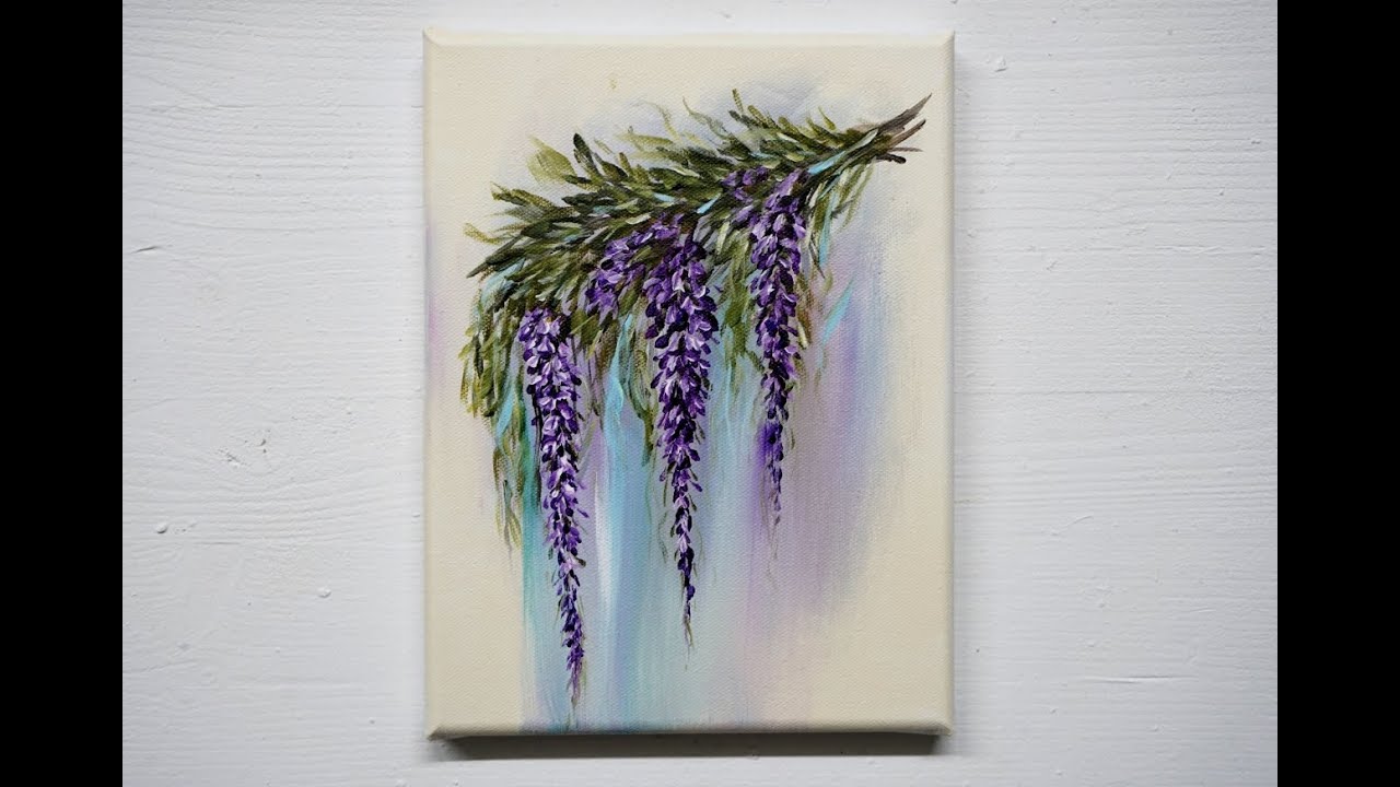 How To Paint Wisteria, Easy Painting, Easy Acrylic Painting / Blauregen  malen, Acrylmalerei, V447