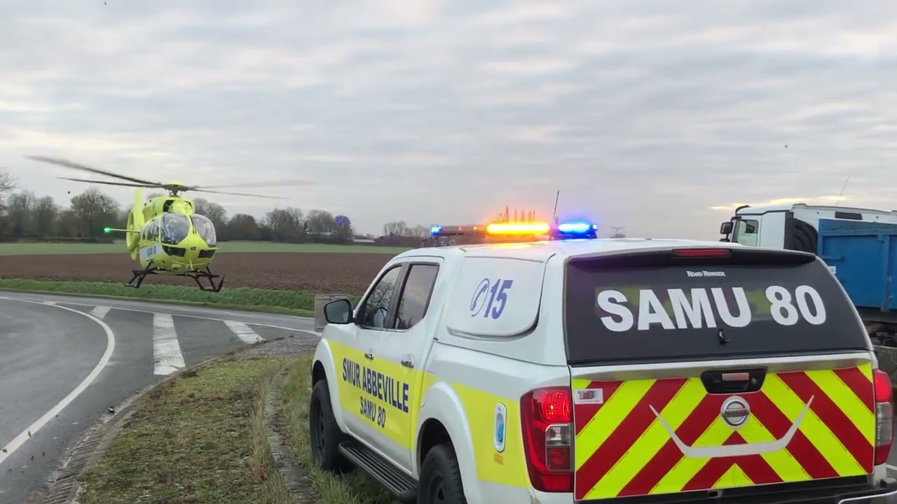 Atterrissage de l’hélicoptère du Samu 80
