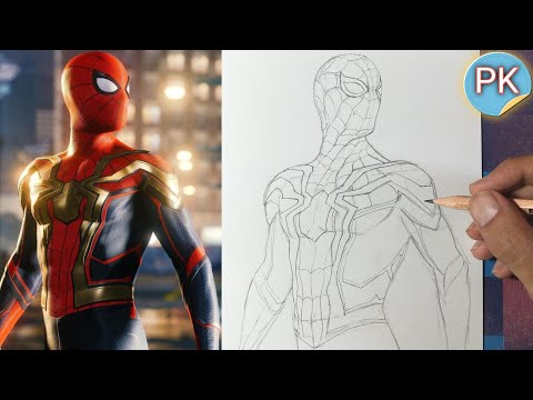 How to draw Spiderman Iron suit || full outline tutorial || easy