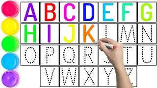 Alphabet, ABC song, ABCD, A to Z, Kidsrhymes, collection for writing alongdotted lines for toddler.