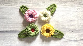 : Crochet sun flowers hair clips, cute girls hair accessories.