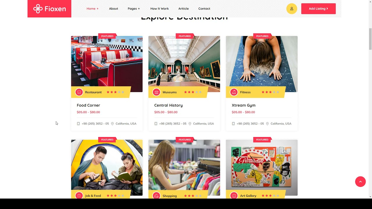 Fioxen - Travel Directory and Listings Elementor Template Kit vacation classified