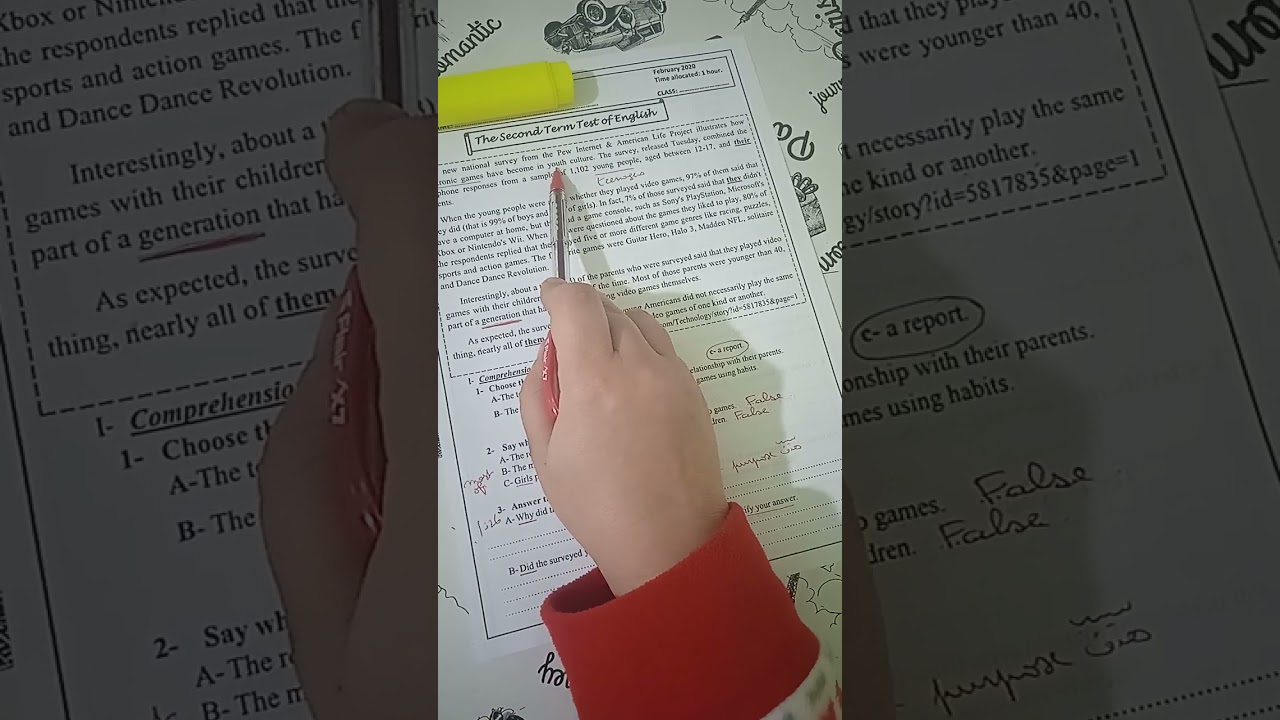 مراجعة للفرض لغة انجليزية سنة اولى ثانوي