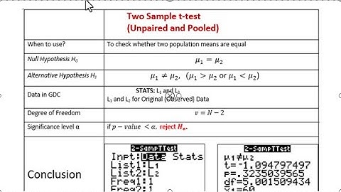 Review for Two Sample t- test