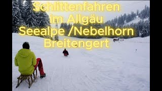 Kinder rodeln auf der Seealpe /Nebelhorn und am Breitenberg im Allgäu 🛷