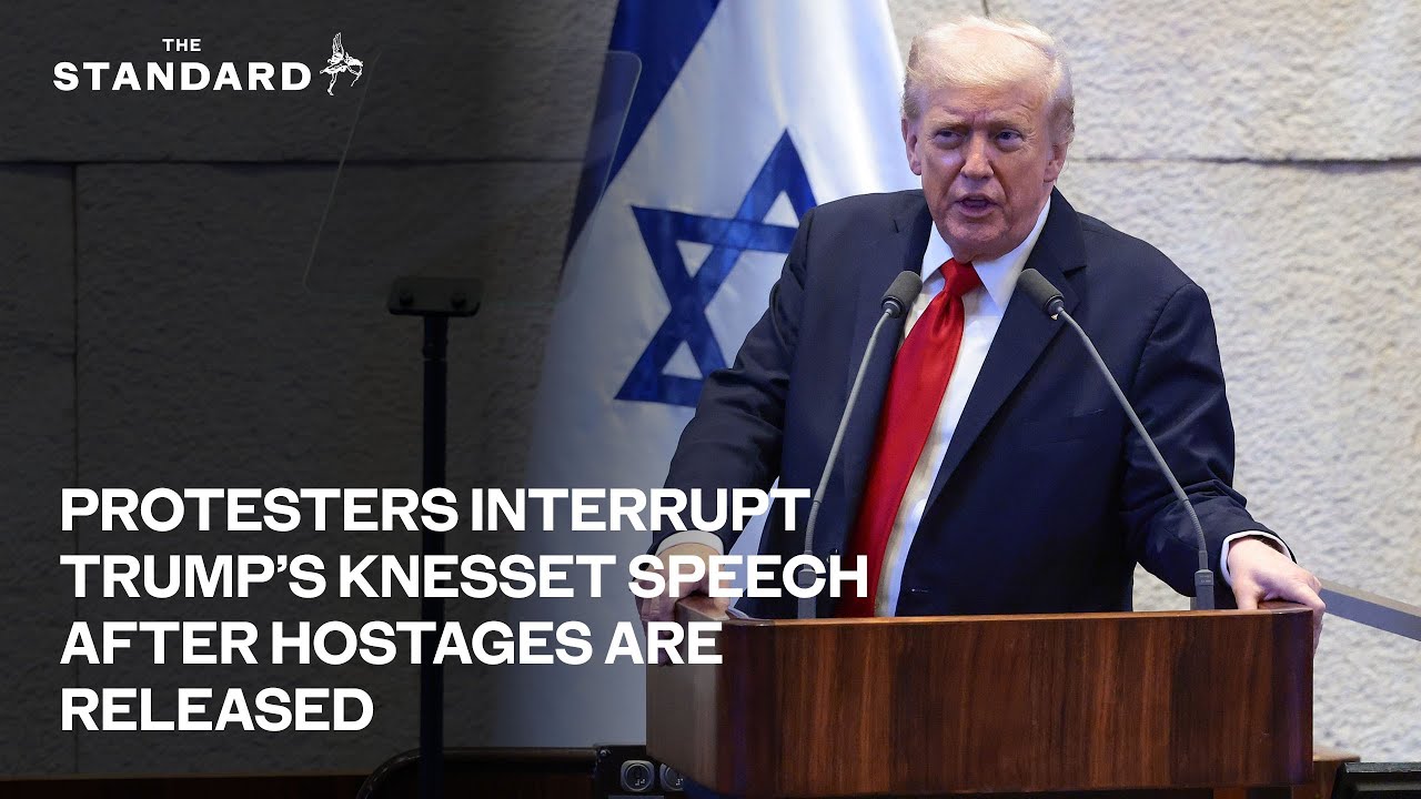 Protesters interrupt Trump’s Knesset speech after hostages are released from captivity