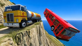 Bus vs truck most Dangerous Cliff  Crash 💥😱 | BeamNG Drive #258!