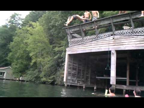 Hunter hand stand off of boathouse