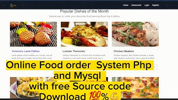 Online Food order Management System in PHP and Mysql with free Source code 💯 Download 🔥💯💪