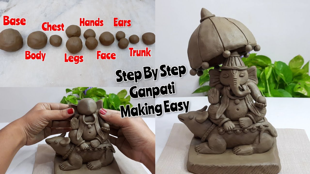 Eco Friendly Mushak Ganesh Making At Home ||Ganpati idol Making with Homemade Clay || Ganpati 2021..