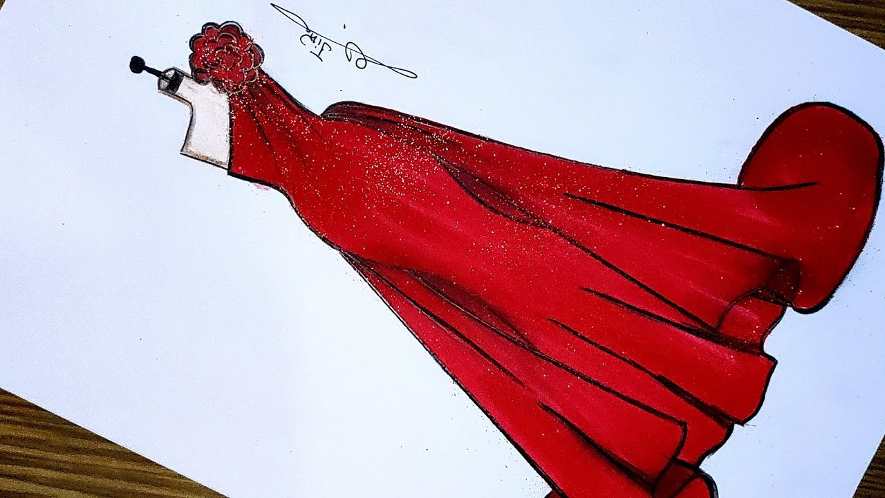 how to draw a red dress How to Draw a Back side of a Girl with a Beautiful Red Dress/ Beautiful Girl Drawing /2020