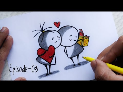 How to draw Cute Love Couple Drawing Ep 3 - step by step for ...