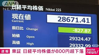 東証　日経平均株価　一時800円超の値下げ(2021年11月26日)