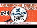 20 примеров #44 Общие вопросы в английском (YES/NO questions)