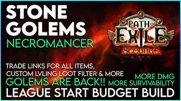 Stone Golems Necromancer League Starter Build Guide for 3.16 Scourge League Trade Links to all Gear!
