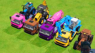 transporting excavator mixer truck tractors backhoe loaders beamng.drive game farming simulator 22 screenshot 5