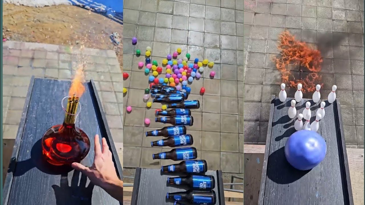 🎈Breaking Glass Bottles and Balloon Drops! Crushing Crunchy & Soft Things!🔥