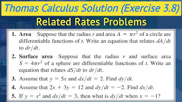 Thomas calculus exercise 3.8 Q1 to Q5 | Related rates problems urdu hindi || Lec 67