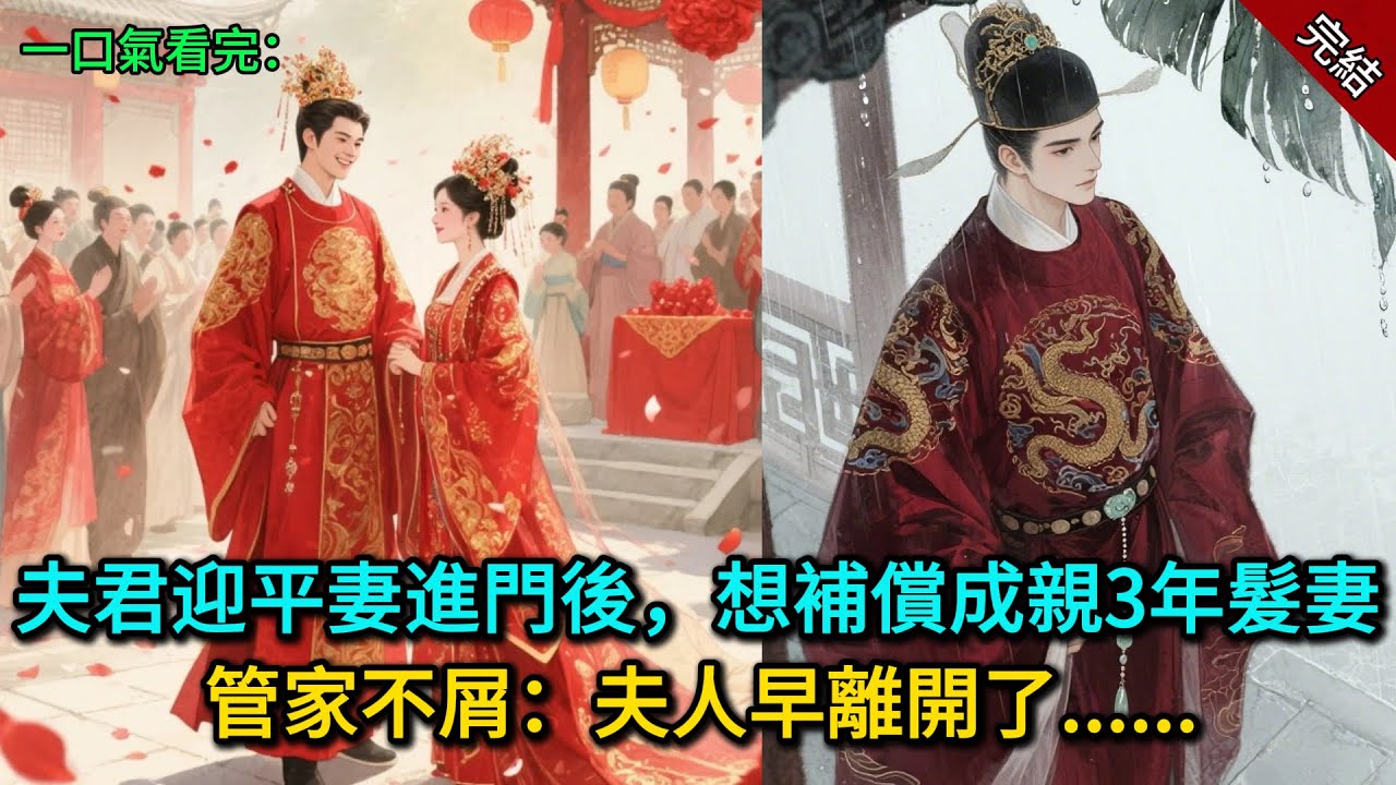夫君迎平妻進門後，想補償成親3年髮妻，管家不屑：夫人早離開了......