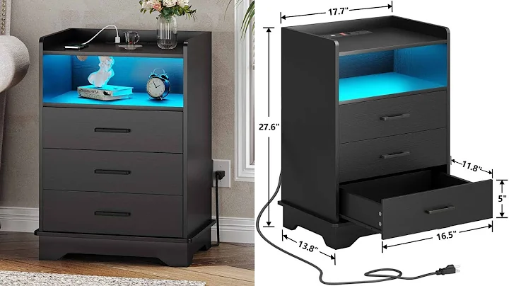 How to Install | Sikaic LED Nightstand With Charging Station 3 Drawers And Open Storage Black