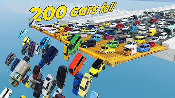 Downhill Race with 200 Cars in Beamng drive