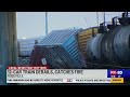 Train cars derail, catch fire in Roseville