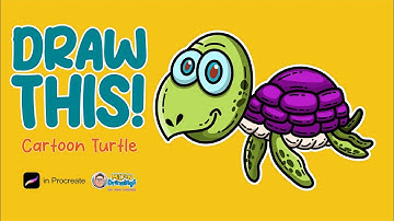 How to Draw a Sea Turtle procreate Dinosaur Cartoon video for kids  #procreateart #turtledrawing