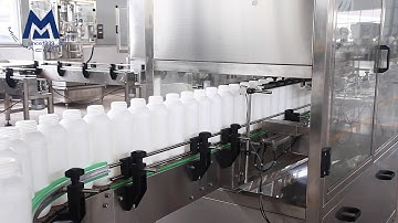 MIC automatic gravity type liquid plastic bottle filling capping labeling machine line