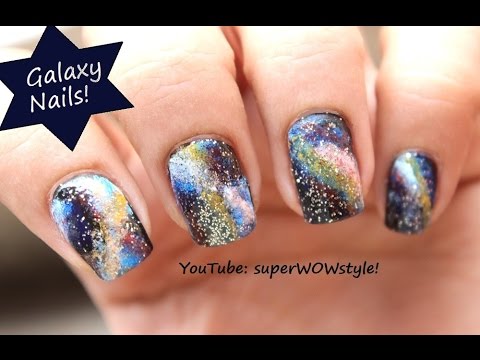 PiggieLuv: Galaxy nails with Kiss nail art kit