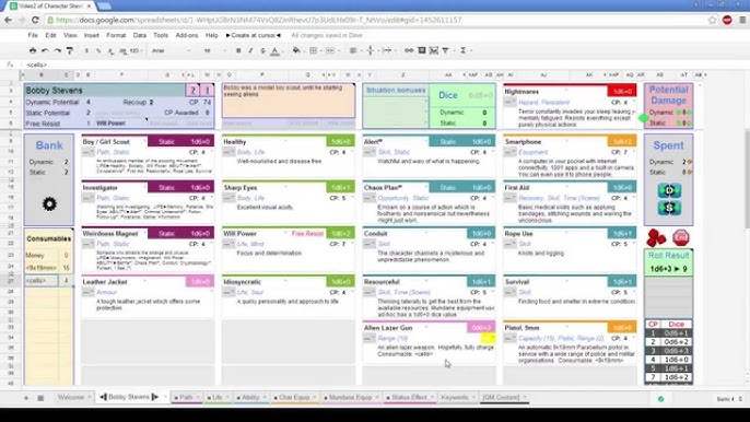 Google Docs Character Sheet Extras 1 Youtube