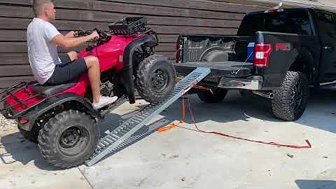 84" Haul Master Harbor Freight Ramps. ATV loaded in lifted F-150 5.5 bed in 25 seconds.