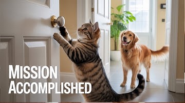 Cat Learns Door Handle — Opens Door for Dog 🚪🐶 #catsvideo #dogscats #sora