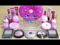 PINK SLIME Mixing makeup and glitter into Clear Slime Satisfying Slime Videos