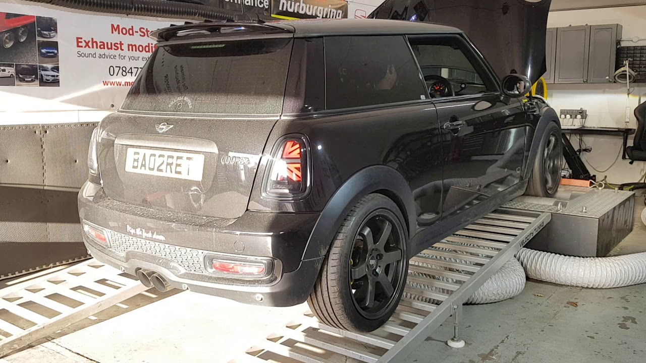 Mini cooper s r56 backbox delete/sports cat on dyno run - YouTube