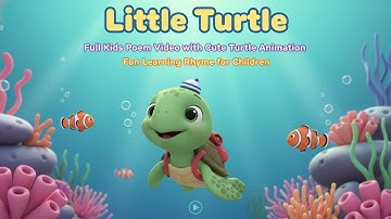 Little Turtle | Full Kids Poem Video with Cute Turtle Animation | Fun Learning Rhyme for Children