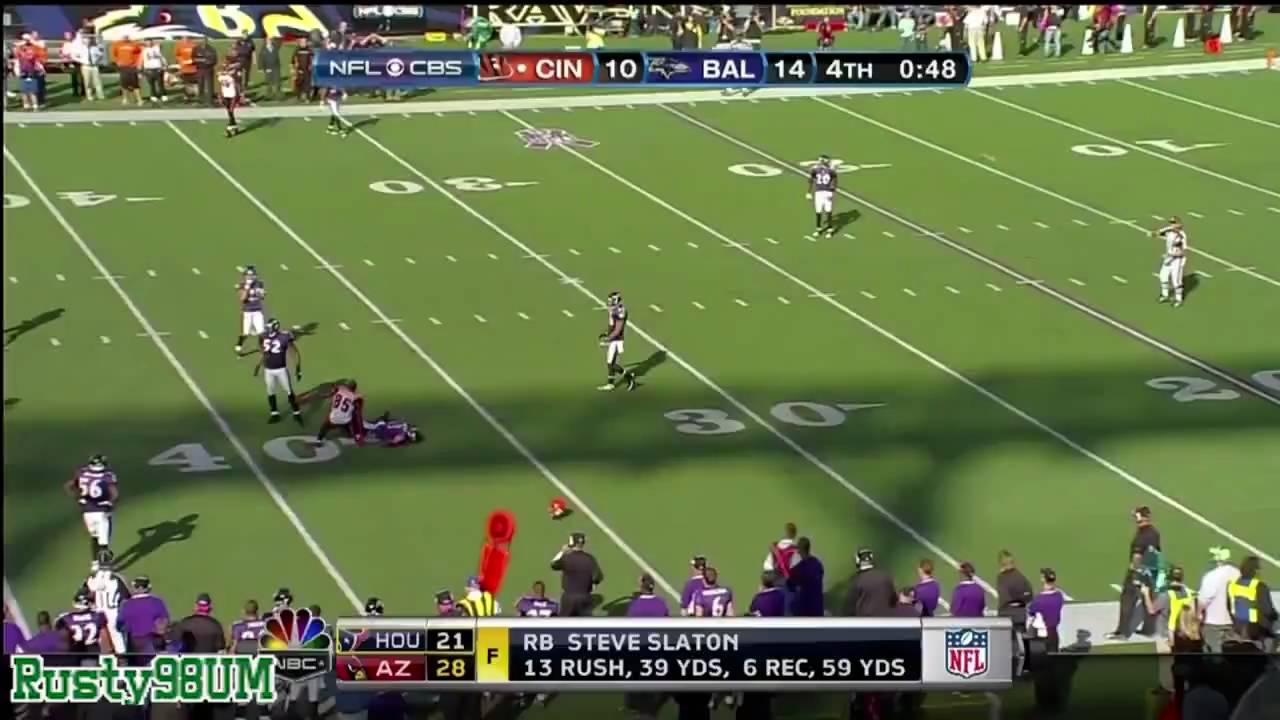 Baltimore Ravens' Ray Lewis lays out Cincinnati Bengals' Chad Johnson (Ochocinco)!!!