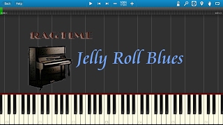 Ragtime Allstars - Jelly Roll Blues piano tutorial (Synthesia + MIDI)