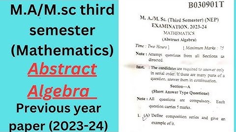 🌷|| M.A/M.sc 3rd (sem) mathematics previous year question paper (2023-24)📖||CSJMU kanpur || 🌷
