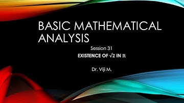 Basic Analysis: Session 20 by Dr. Viji M.