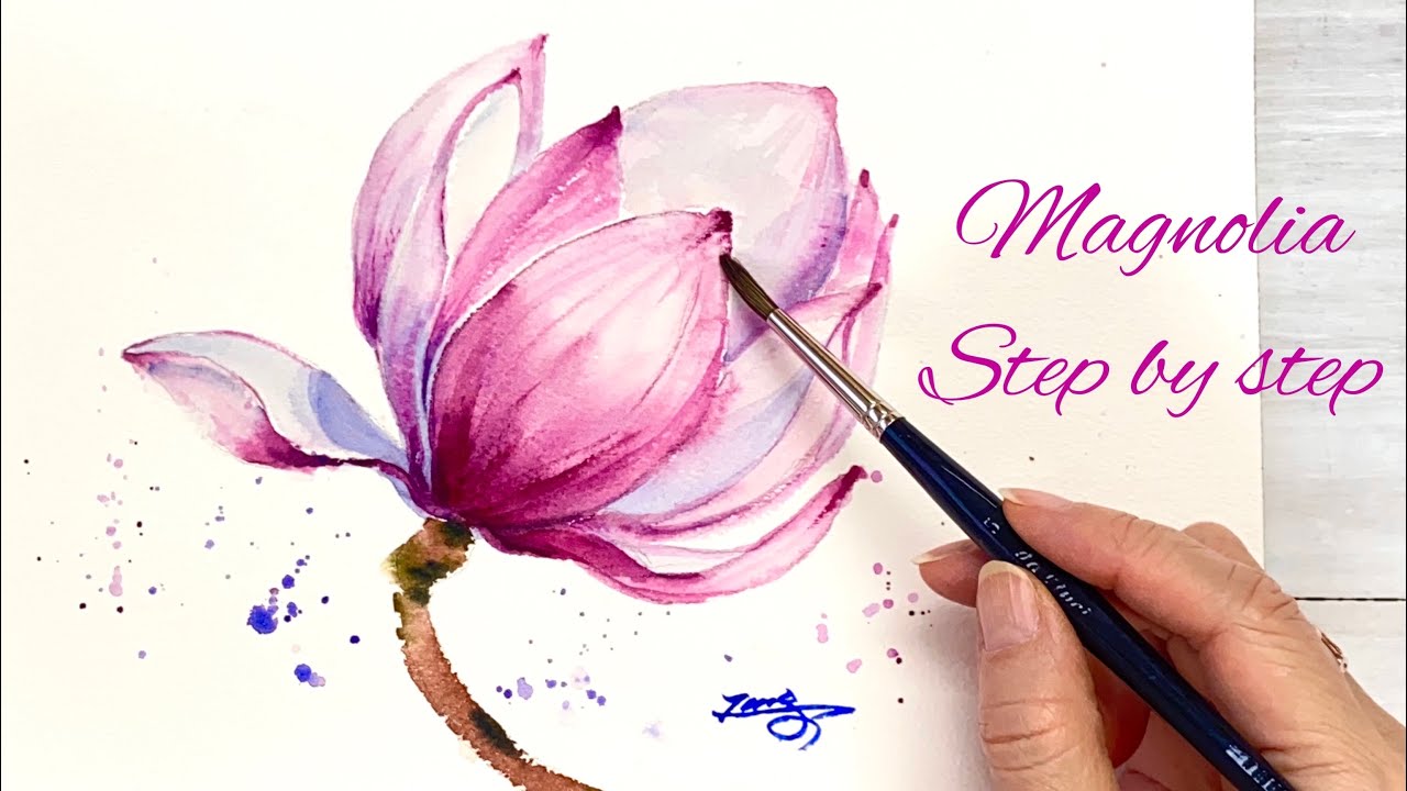 Magnolia - Simple Watercolor Painting -Tutorial Step by Step