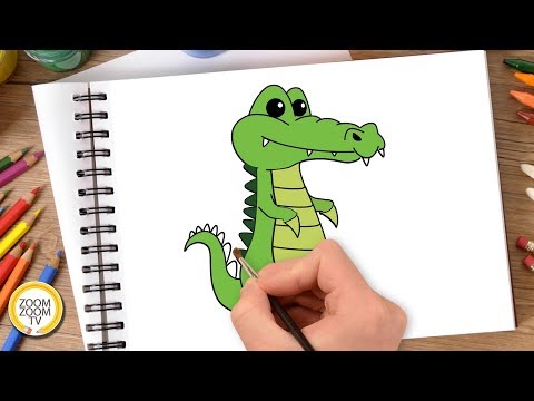 Hướng dẫn cách vẽ CON CÁ SẤU - Tô màu con Cá Sấu - How to draw a Crocodile