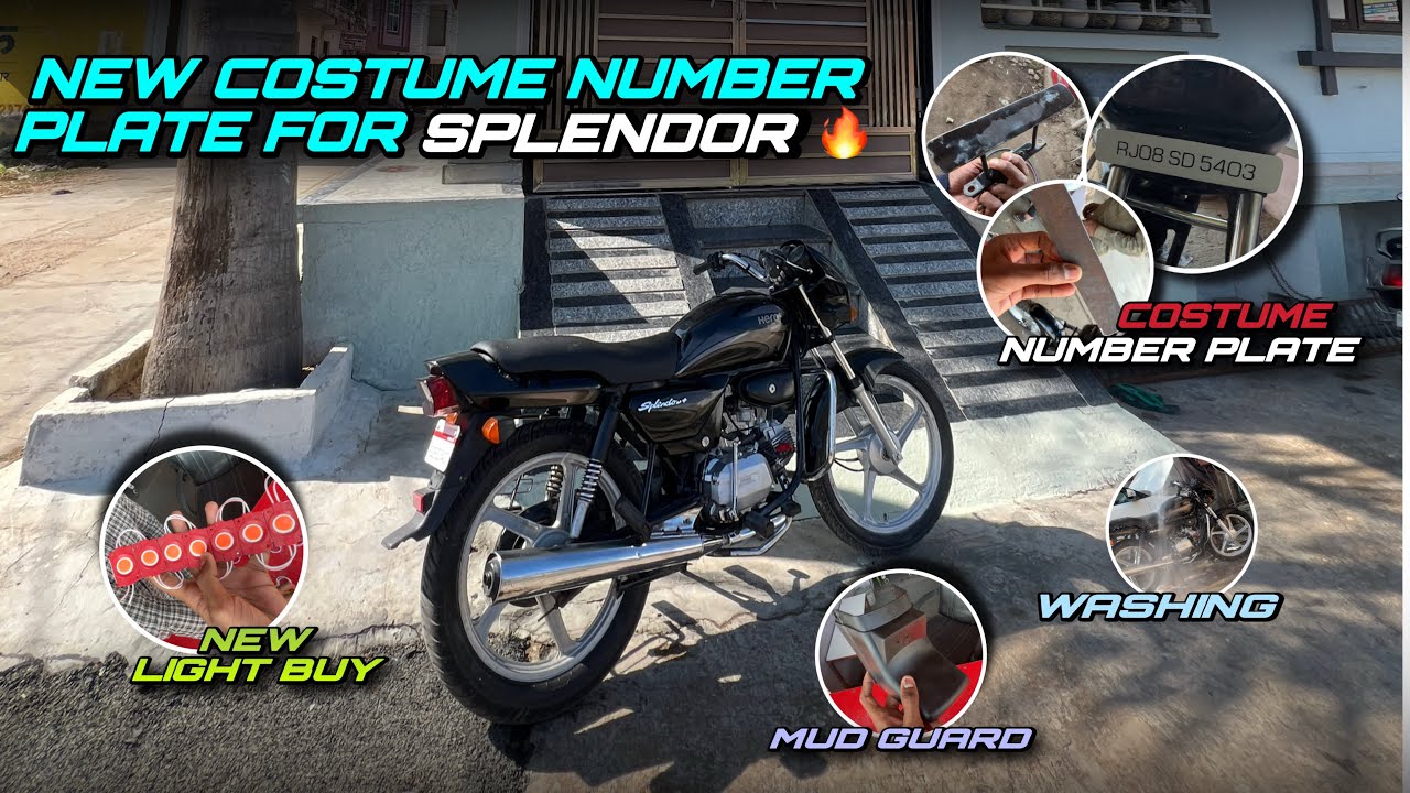 Splendor Bike Customization 🔥 | New Number Plate + Mud Guard + Washing 🚀