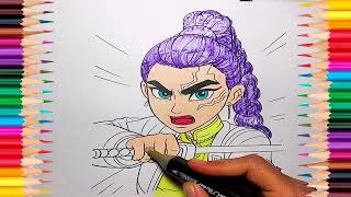 Anime Sword Character Drawing | Complete Coloring Process