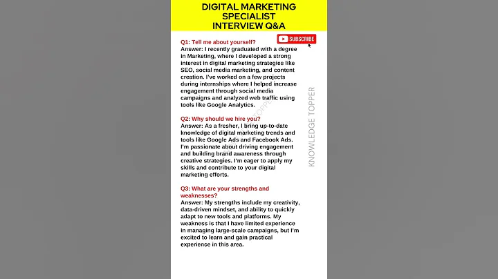 Digital Marketing Specialist Interview Questions and Answers
