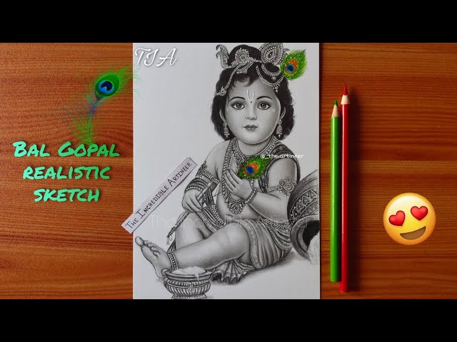 Cute krishna drawing | Bal gopal drawing for beginners step by step |  Bhabani Drawing & Design | Krishna drawing, Drawing for beginners, Cute  krishna
