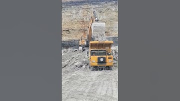 Huge Mining Operation With Hydrolic  Excavator Digging stone and loading sany of Truck   #excavator