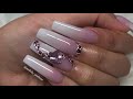 Simple Pink & White Ombré w/ Rhinestones | Acrylic Nails