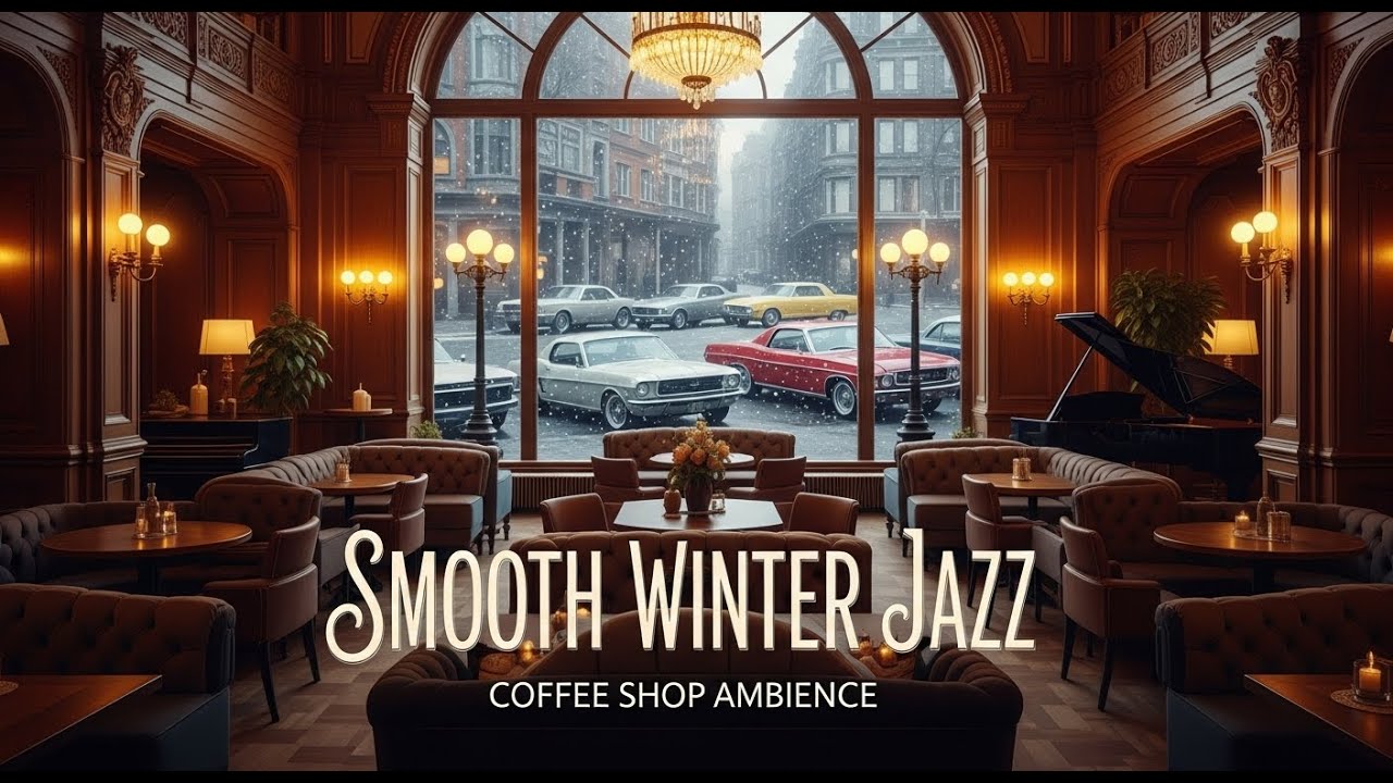 🔴Good Mood with Smooth Winter Jazz Music ⛄ Outdoor Coffee Shop Ambience & Warm Piano Jazz Music