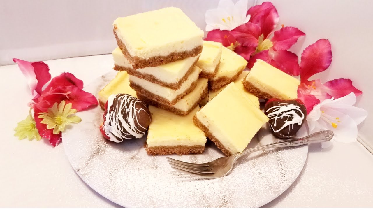 EASY CHEESECAKE BARS NEW YORK STYLE CHEESECAKE BAR RECIPE YouTube