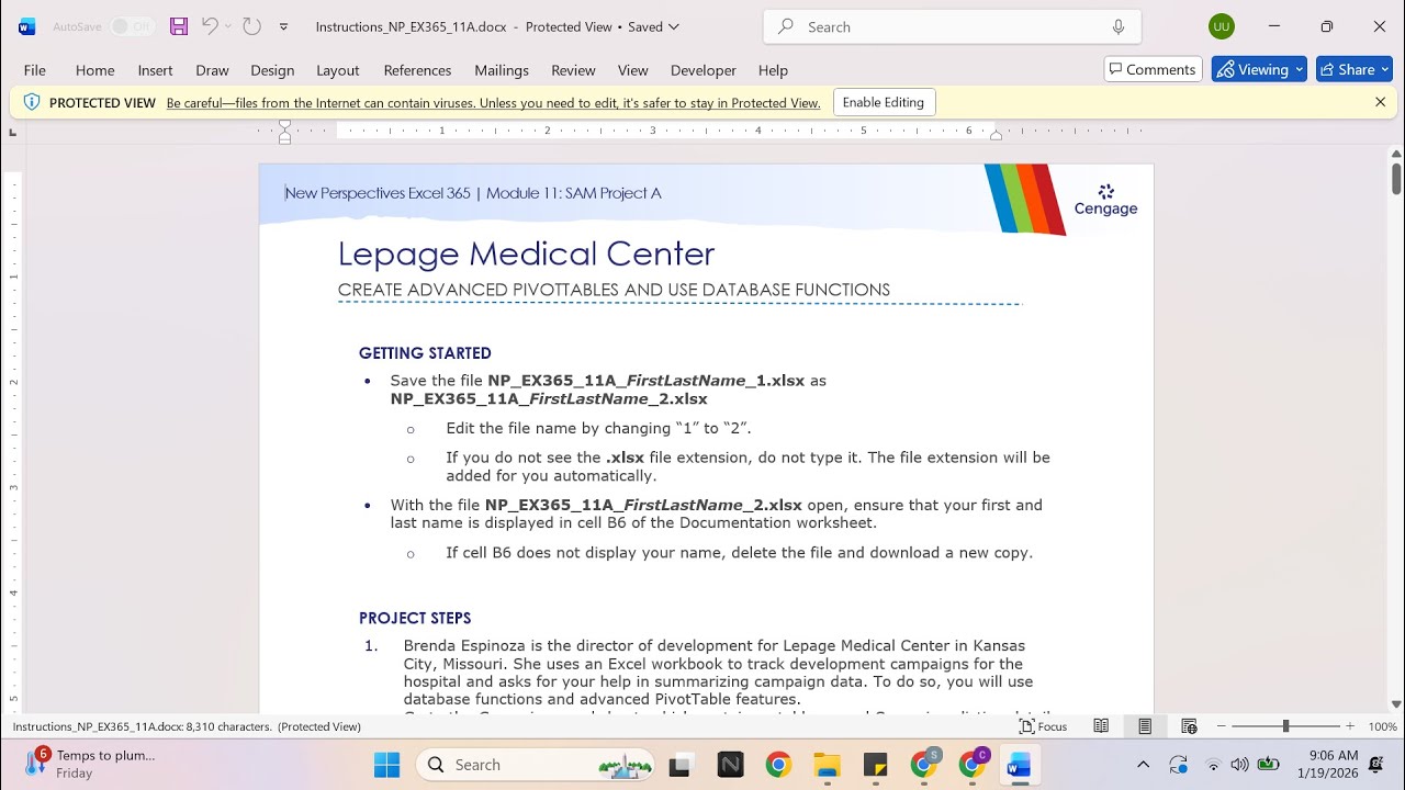 New Perspectives Excel 365 | Module 11: SAM Project A Lepage Medical Center